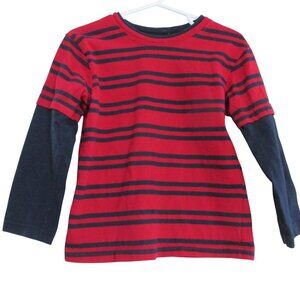 Garanimals T Shirt Boys Size 4T‎ Red Blue Striped Long Sleeve Pullover Tee Top